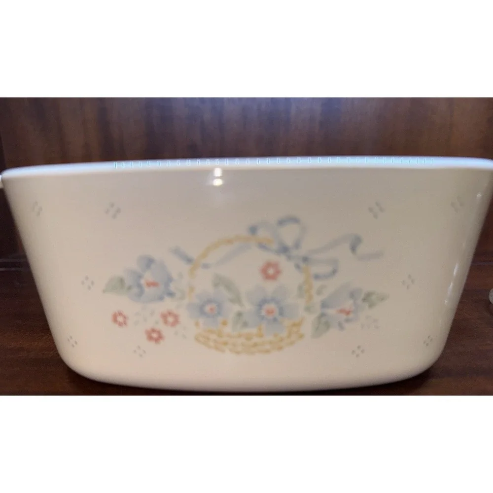 Vintage CorningWare Floral Basket A-1 1/2 B White‎ Casserole Dish 1.5L Glass Lid